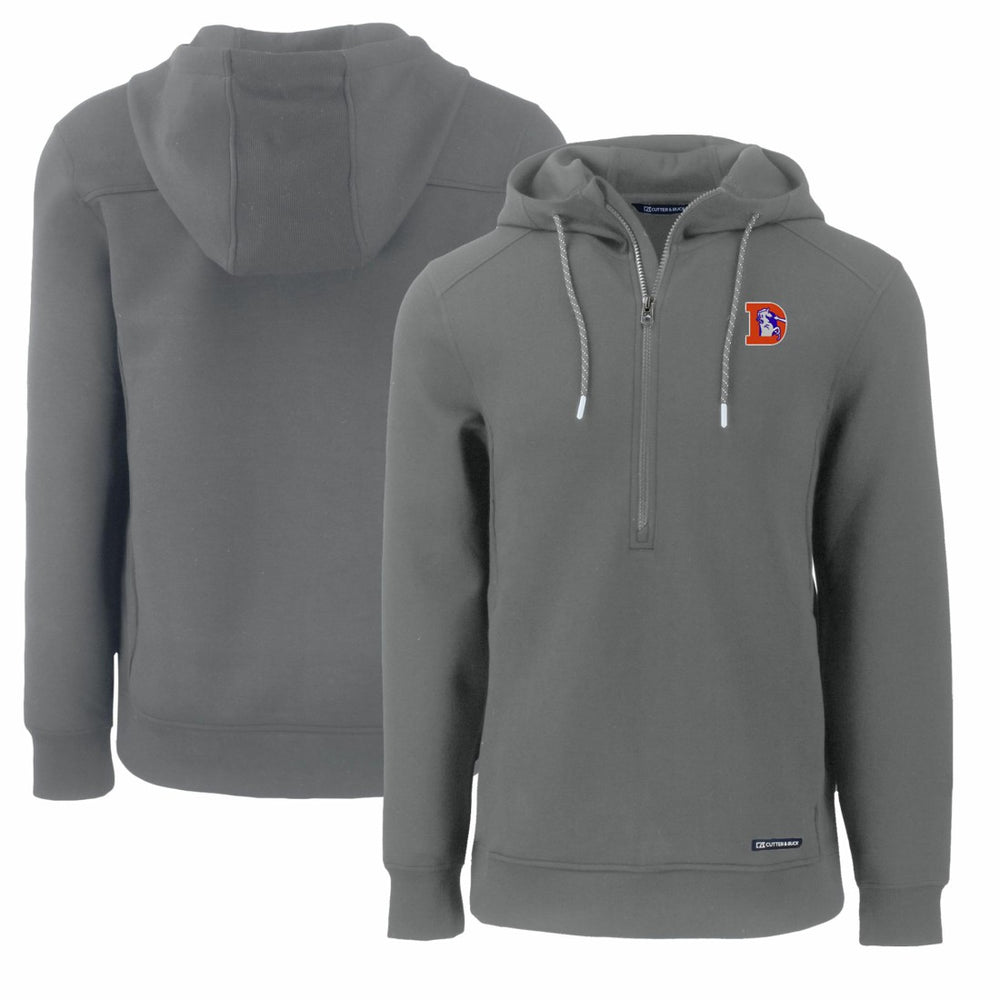 Denver Broncos Cutter & Buck Throwback Roam Eco Half-Zip Recycled Pullover Hoodie Gray | NFL