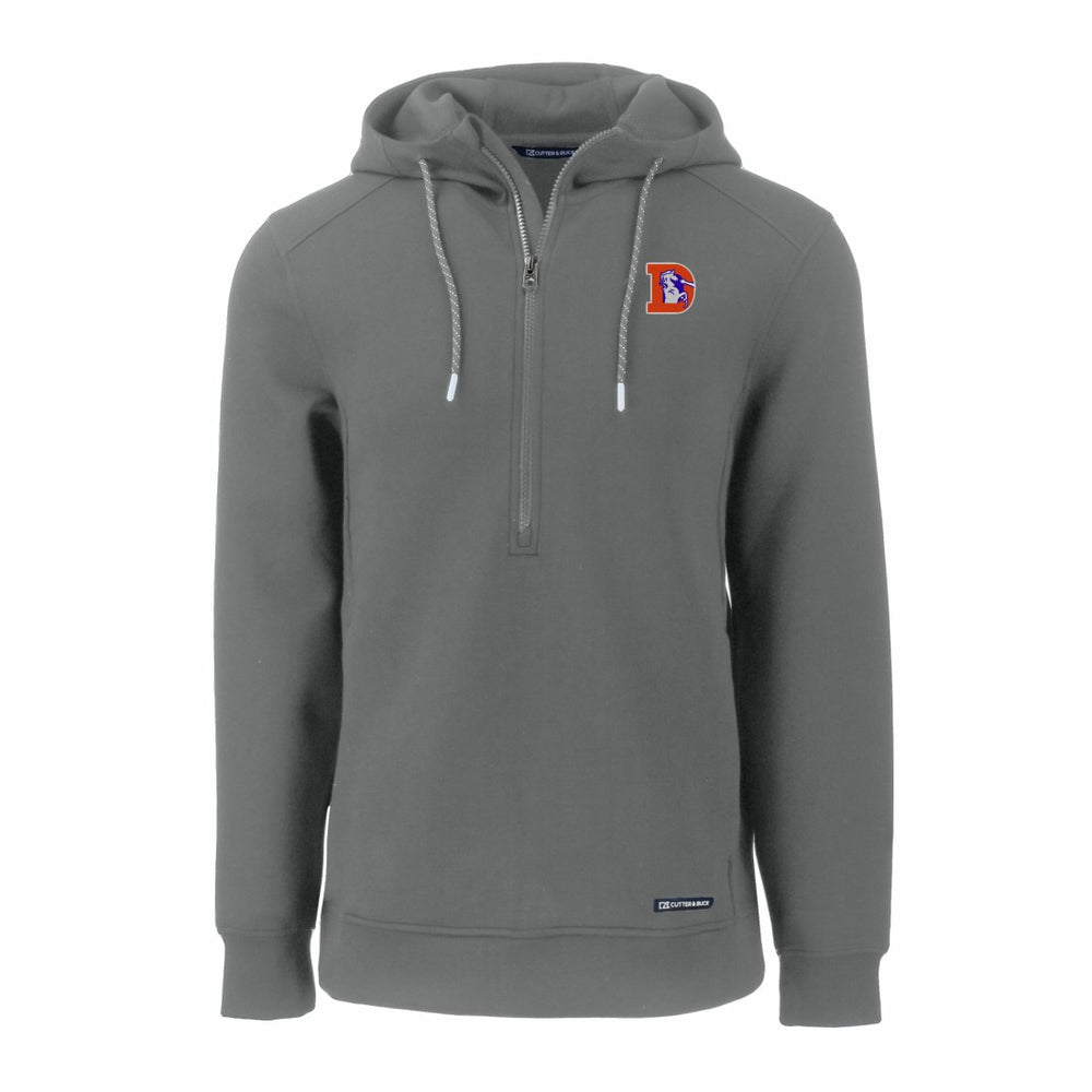 Denver Broncos Cutter & Buck Throwback Roam Eco Half-Zip Recycled Pullover Hoodie Gray | NFL