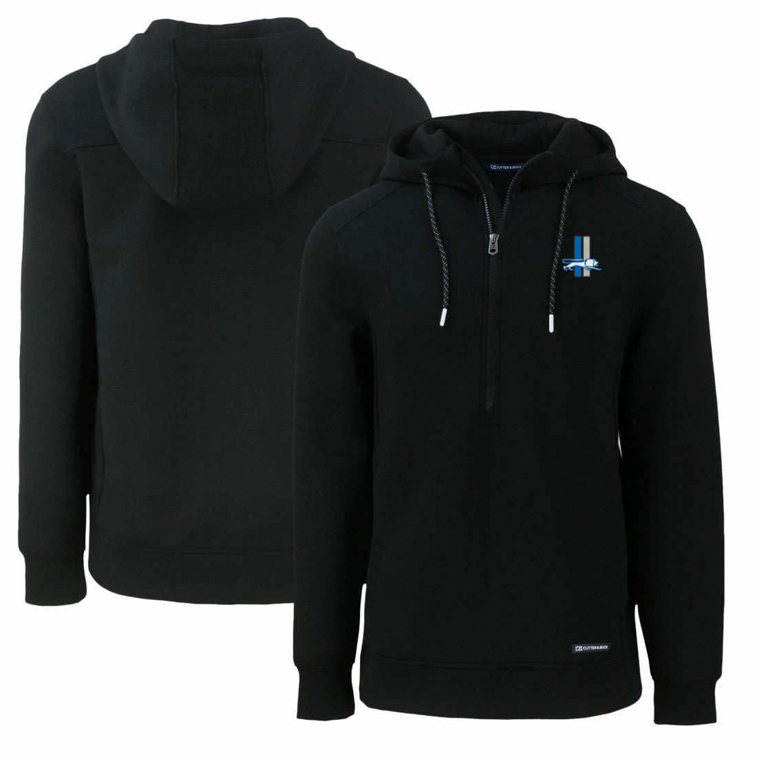 Detroit Lions Cutter & Buck Throwback Roam Eco Half-Zip Recycled Pullover Hoodie Black | NFL