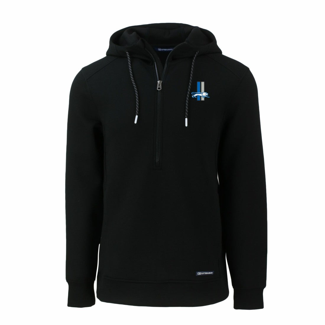 Detroit Lions Cutter & Buck Throwback Roam Eco Half-Zip Recycled Pullover Hoodie Black | NFL