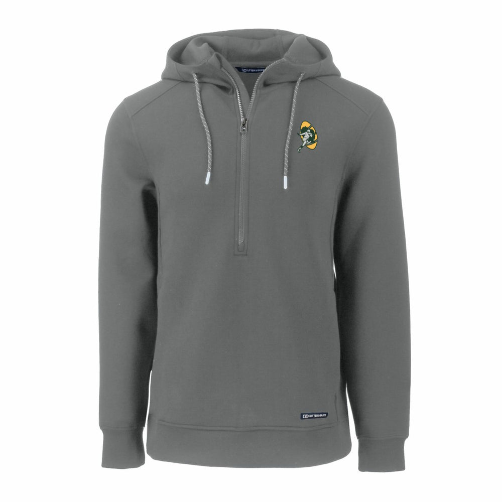 Green Bay Packers Cutter & Buck Throwback Roam Eco Half-Zip Recycled Pullover Hoodie Gray | NFL