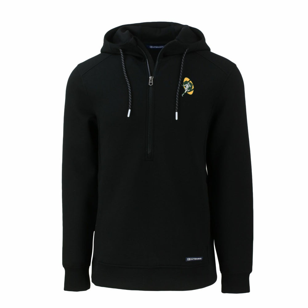 Green Bay Packers Cutter & Buck Throwback Roam Eco Half-Zip Recycled Pullover Hoodie Black | NFL