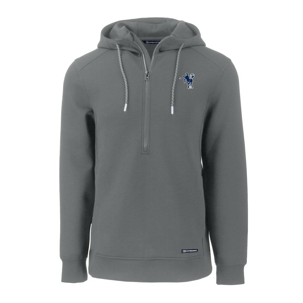 Indianapolis Colts Cutter & Buck Throwback Roam Eco Half-Zip Recycled Pullover Hoodie Gray | NFL