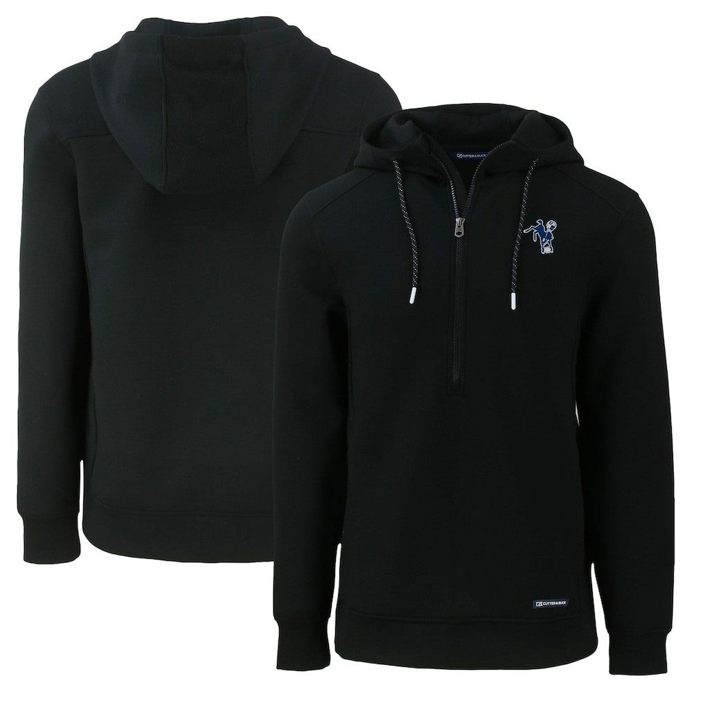 Indianapolis Colts Cutter & Buck Throwback Roam Eco Half-Zip Recycled Pullover Hoodie Black | NFL