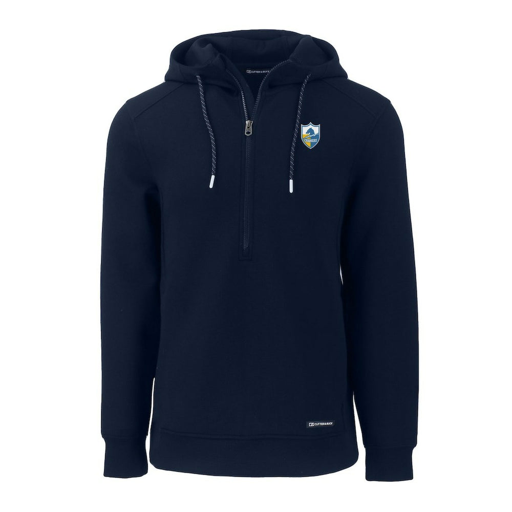 Los Angeles Chargers Cutter & Buck Throwback Roam Eco Half-Zip Recycled Pullover Hoodie Navy | NFL