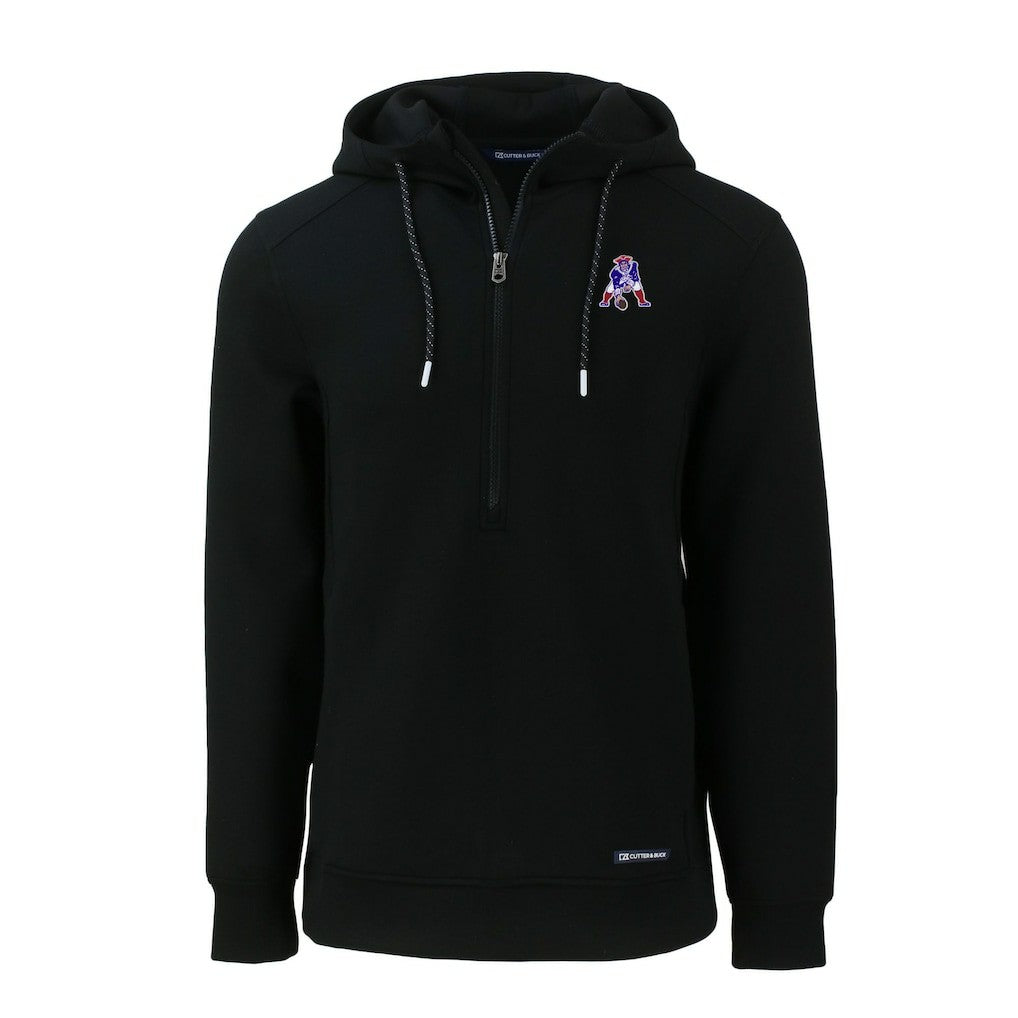 New England Patriots Cutter & Buck Throwback Roam Eco Half-Zip Recycled Pullover Hoodie Black | NFL