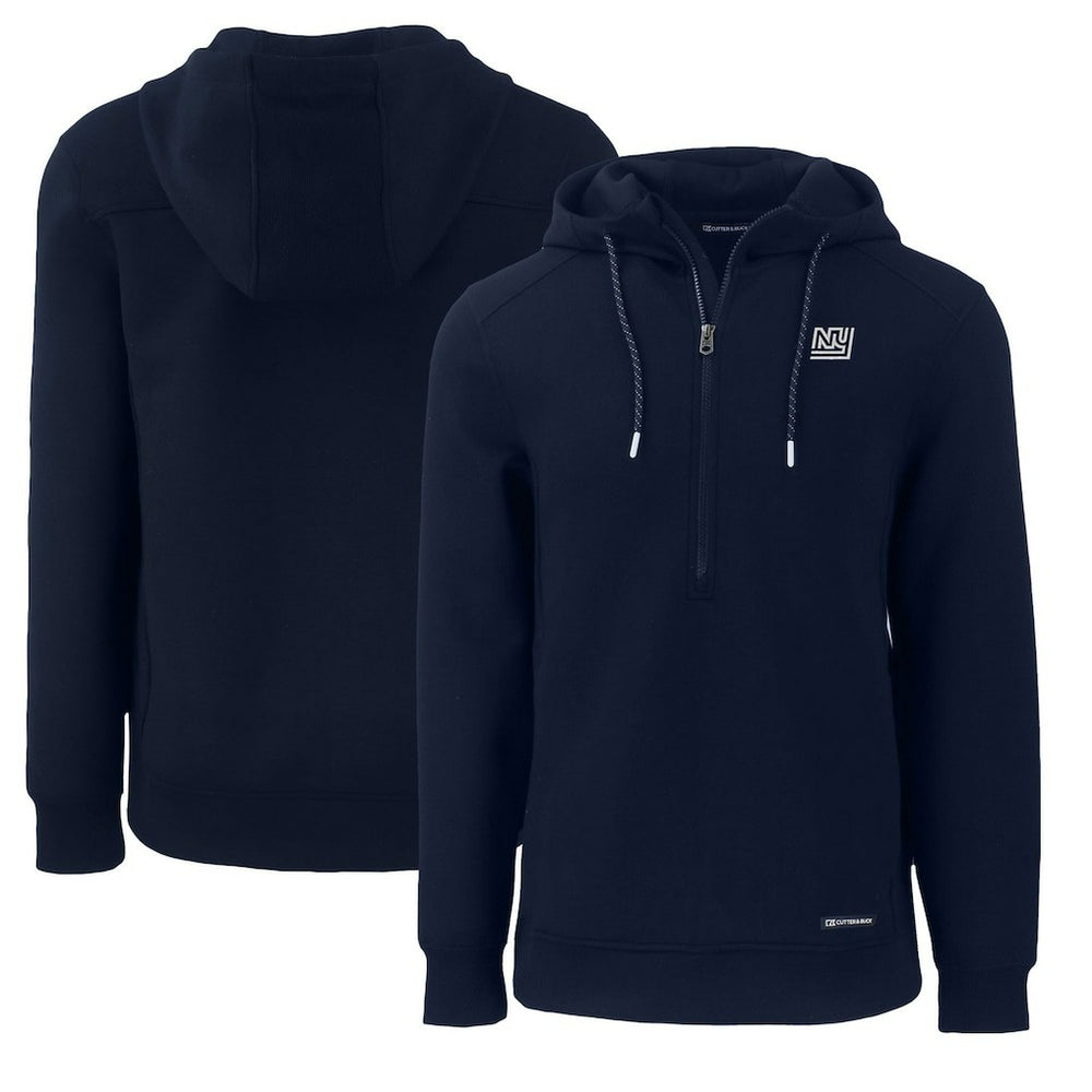 New York Giants Cutter & Buck Throwback Roam Eco Half-Zip Recycled Pullover Hoodie Navy | NFL