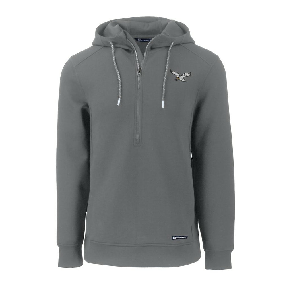 Philadelphia Eagles Cutter & Buck Throwback Roam Eco Half-Zip Recycled Pullover Hoodie Gray | NFL