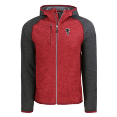 Atlanta Falcons Cutter & Buck Throwback Mainsail Sweater-Knit Full-Zip Hoodie Heather Red/Heather Charcoal | NFL