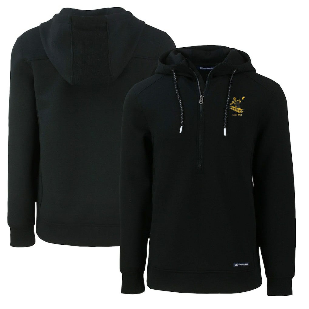 Pittsburgh Steelers Cutter & Buck Throwback Roam Eco Half-Zip Recycled Pullover Hoodie Black | NFL