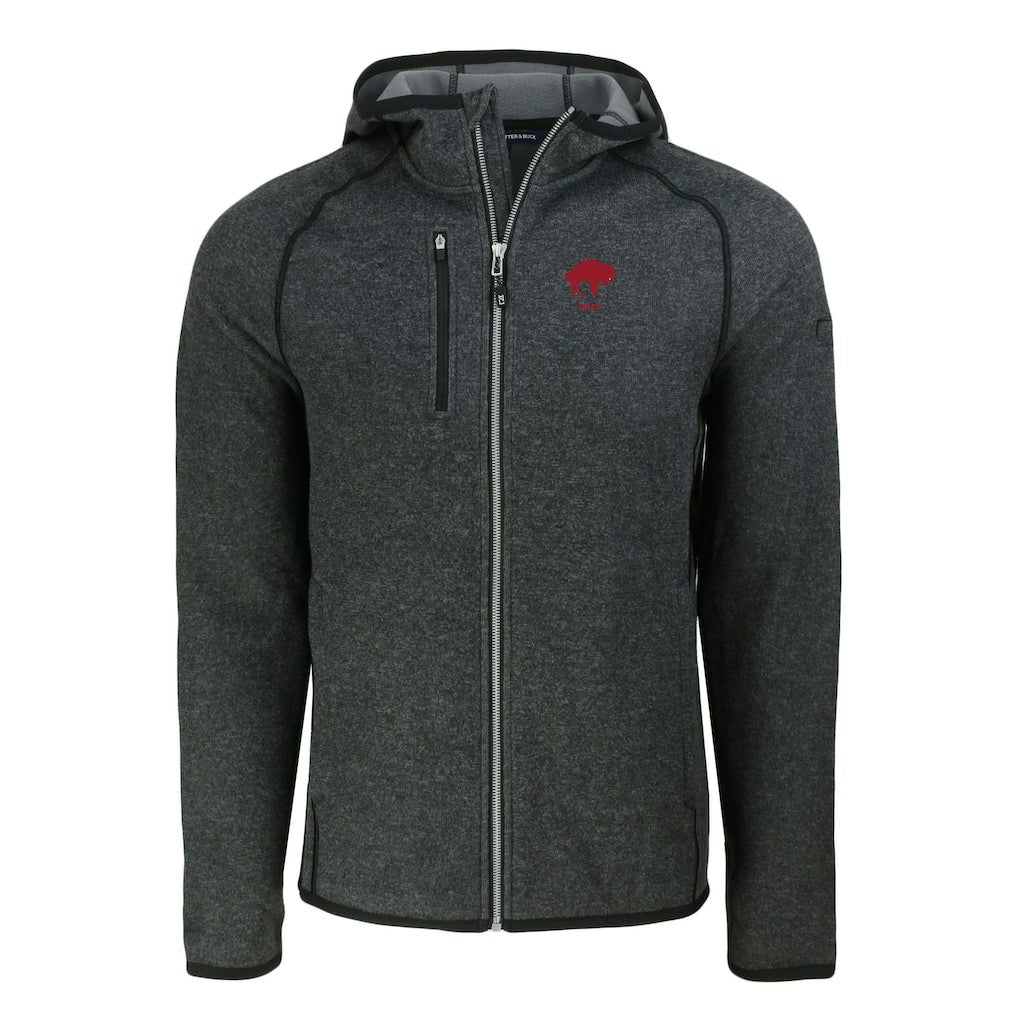 Buffalo Bills Cutter & Buck Throwback Mainsail Sweater-Knit Full-Zip Hoodie Heather Charcoal | NFL