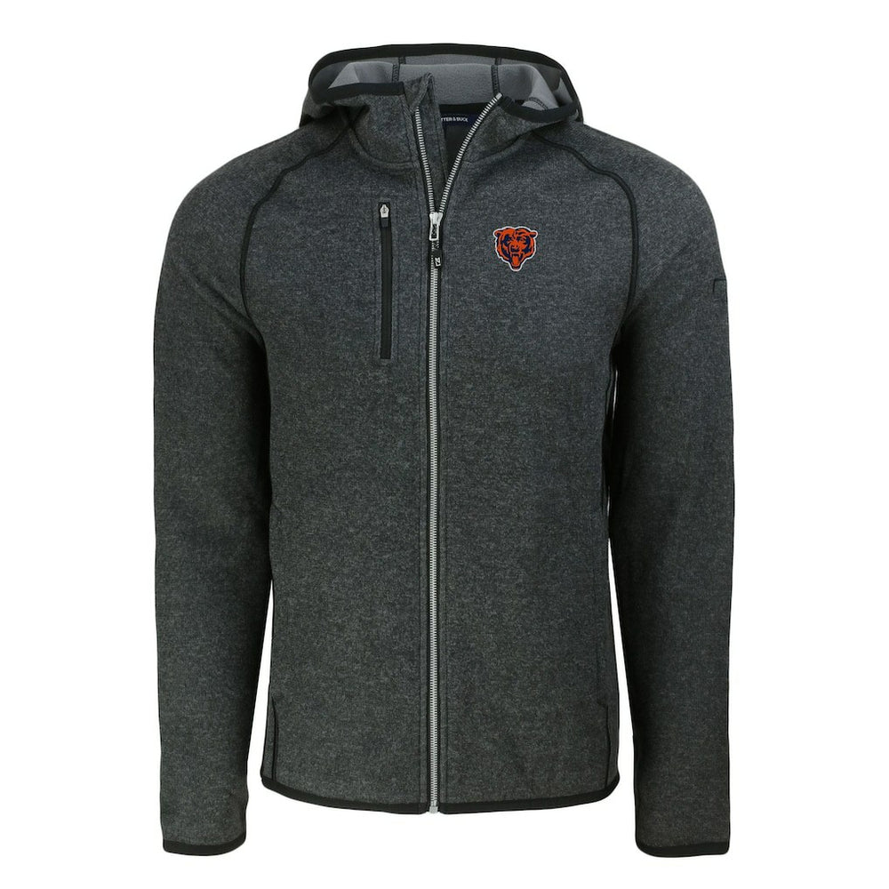 Chicago Bears Cutter & Buck Throwback Mainsail Sweater-Knit Full-Zip Hoodie Heather Charcoal | NFL