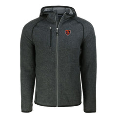 Chicago Bears Cutter & Buck Throwback Mainsail Sweater-Knit Full-Zip Hoodie Heather Charcoal | NFL