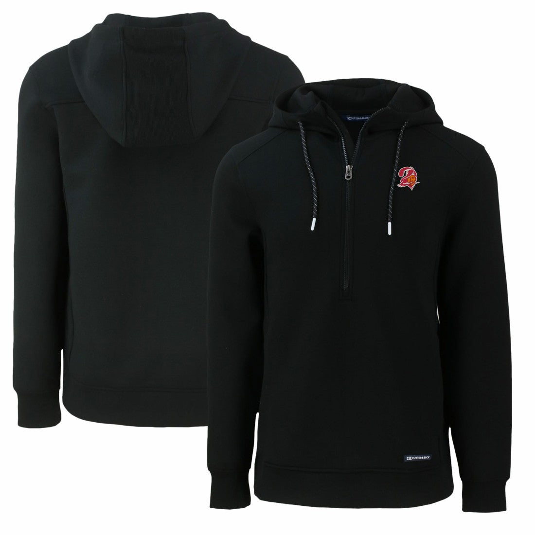 Tampa Bay Buccaneers Cutter & Buck Throwback Roam Eco Half-Zip Recycled Pullover Hoodie Black | NFL