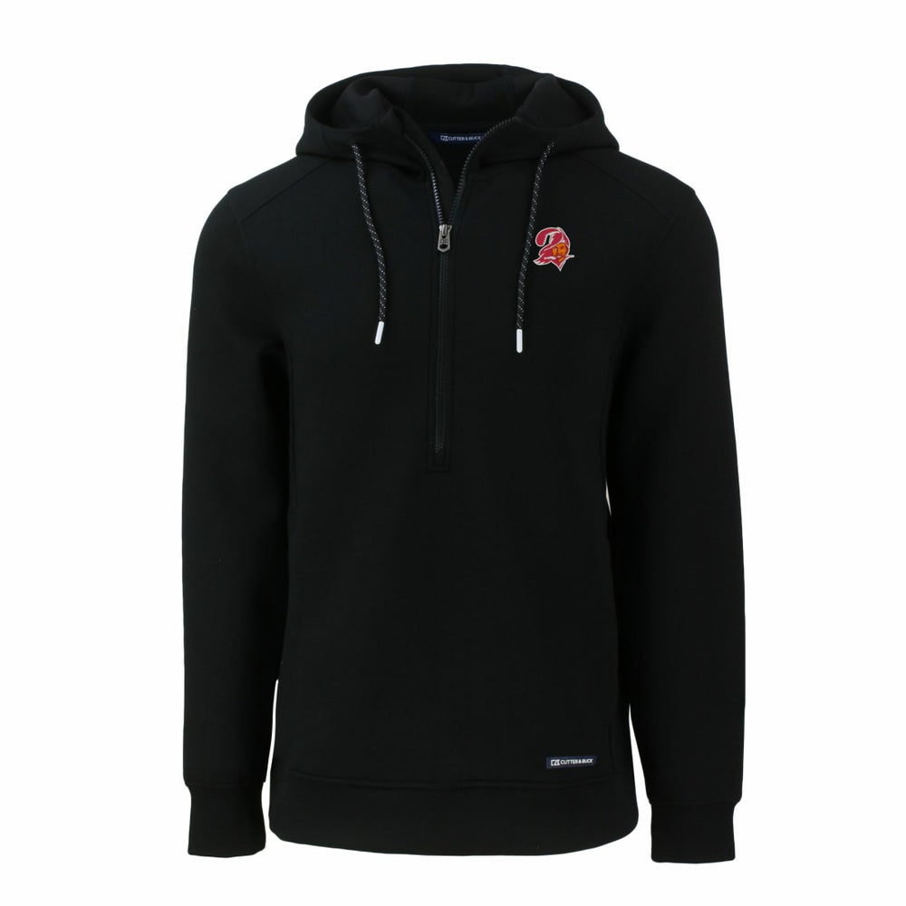 Tampa Bay Buccaneers Cutter & Buck Throwback Roam Eco Half-Zip Recycled Pullover Hoodie Black | NFL