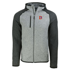 Denver Broncos Cutter & Buck Throwback Mainsail Sweater-Knit Full-Zip Hoodie Heather Gray/Heather Charcoal | NFL
