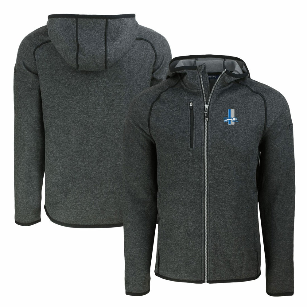 Detroit Lions Cutter & Buck Throwback Mainsail Sweater-Knit Full-Zip Hoodie Heather Charcoal | NFL