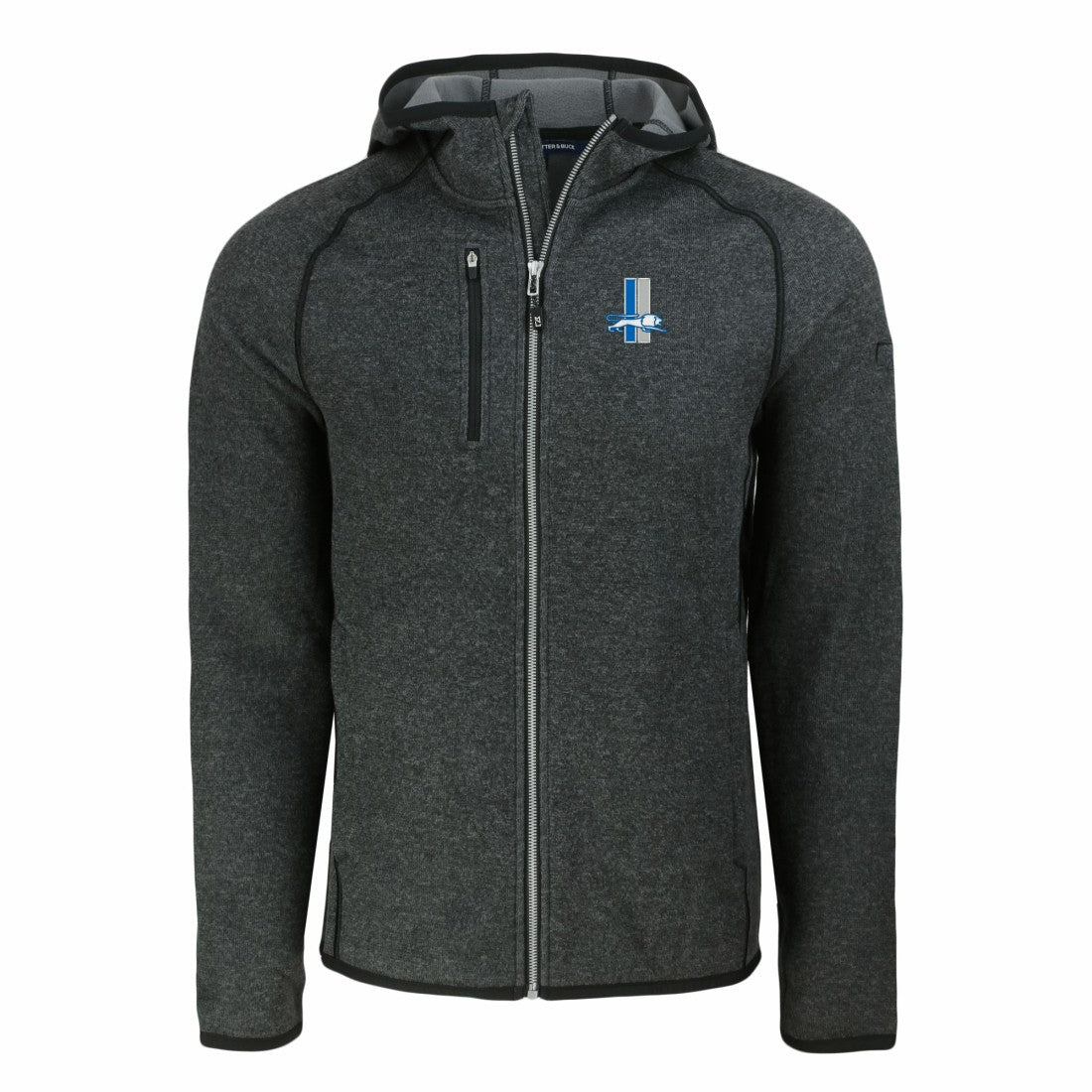 Detroit Lions Cutter & Buck Throwback Mainsail Sweater-Knit Full-Zip Hoodie Heather Charcoal | NFL