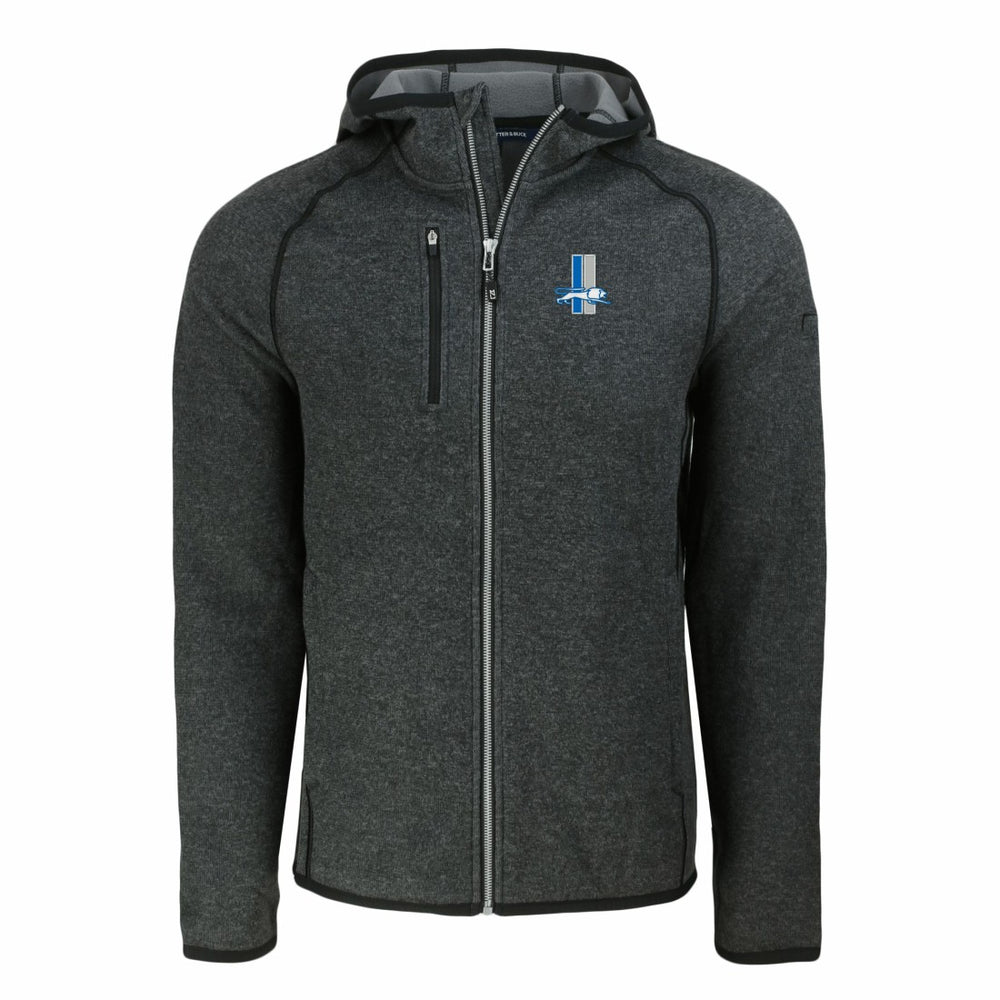 Detroit Lions Cutter & Buck Throwback Mainsail Sweater-Knit Full-Zip Hoodie Heather Charcoal | NFL