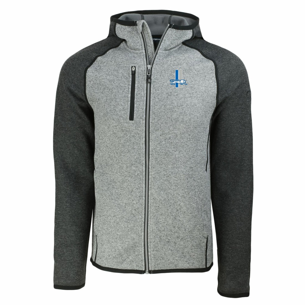 Detroit Lions Cutter & Buck Throwback Mainsail Sweater-Knit Full-Zip Hoodie Heather Gray/Heather Charcoal | NFL
