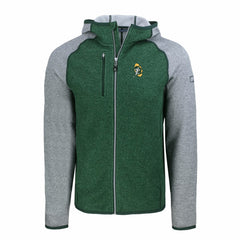 Green Bay Packers Cutter & Buck Throwback Mainsail Sweater-Knit Full-Zip Hoodie Heather Green/Heather Gray | NFL