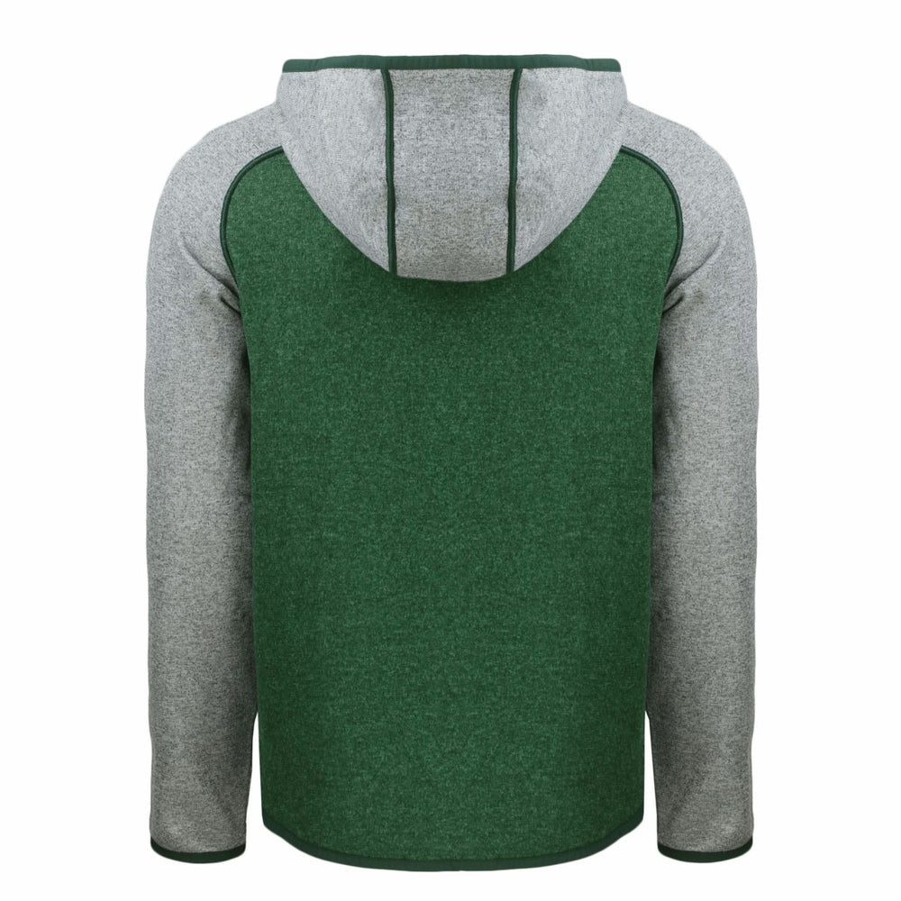 Green Bay Packers Cutter & Buck Throwback Mainsail Sweater-Knit Full-Zip Hoodie Heather Green/Heather Gray | NFL