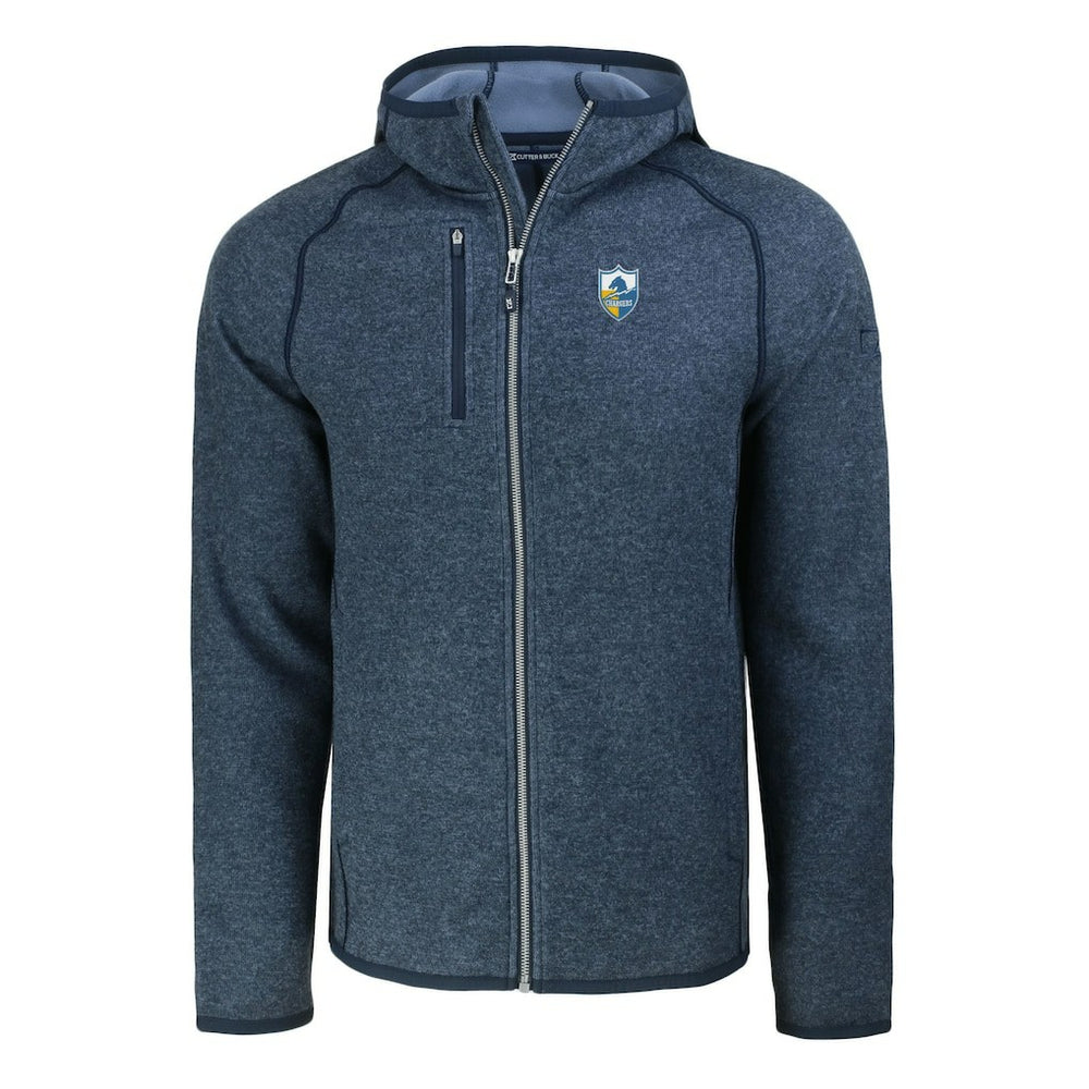 Los Angeles Chargers Cutter & Buck Throwback Mainsail Sweater-Knit Full-Zip Hoodie Heather Navy | NFL