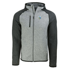 Los Angeles Chargers Cutter & Buck Throwback Mainsail Sweater-Knit Full-Zip Hoodie Heather Gray/Heather Charcoal | NFL