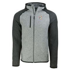 Miami Dolphins Cutter & Buck Throwback Mainsail Sweater-Knit Full-Zip Hoodie Heather Gray/Heather Charcoal | NFL
