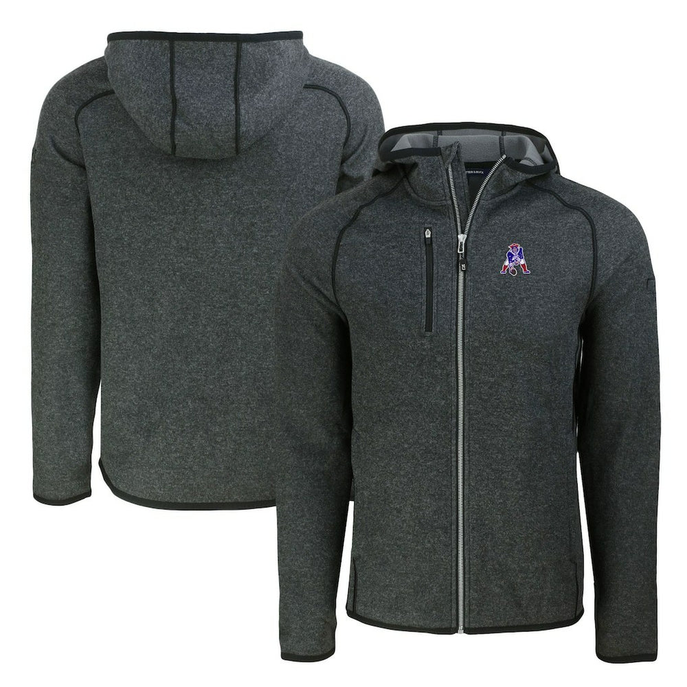 New England Patriots Cutter & Buck Throwback Mainsail Sweater-Knit Full-Zip Hoodie Heather Charcoal | NFL