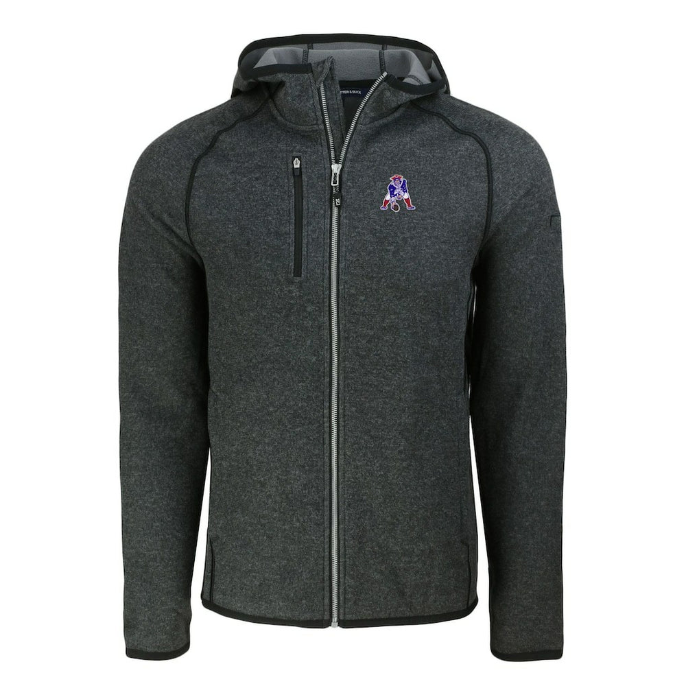 New England Patriots Cutter & Buck Throwback Mainsail Sweater-Knit Full-Zip Hoodie Heather Charcoal | NFL