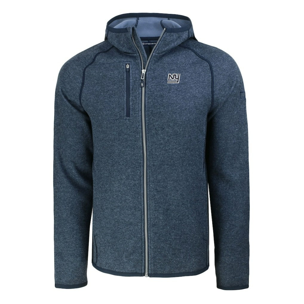 New York Giants Cutter & Buck Throwback Mainsail Sweater-Knit Full-Zip Hoodie Heather Navy | NFL