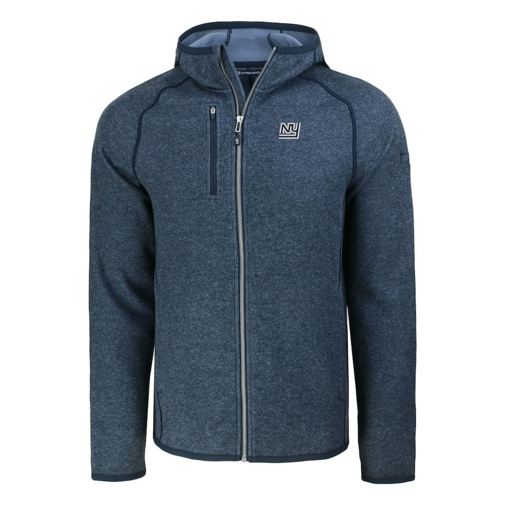 New York Giants Cutter & Buck Throwback Mainsail Sweater-Knit Full-Zip Hoodie Heather Navy | NFL