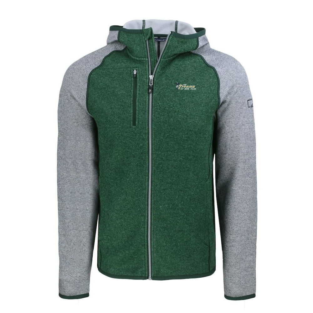 New York Jets Cutter & Buck Throwback Mainsail Sweater-Knit Full-Zip Hoodie Heather Green/Heather Gray | NFL