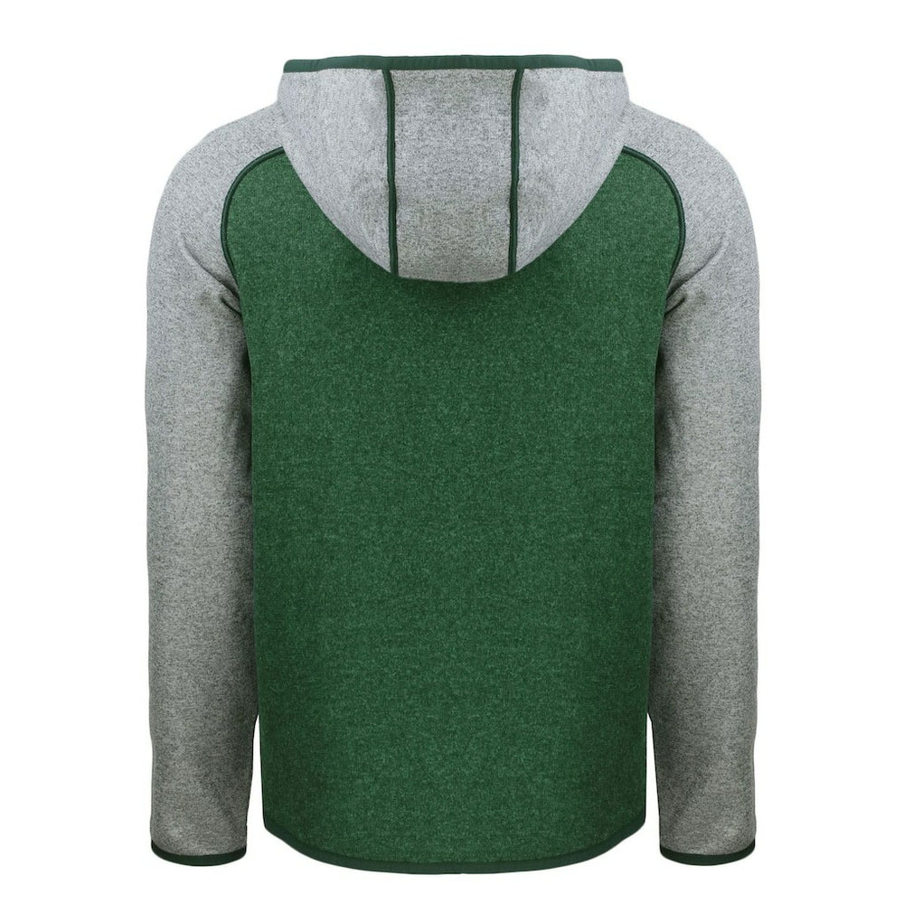 New York Jets Cutter & Buck Throwback Mainsail Sweater-Knit Full-Zip Hoodie Heather Green/Heather Gray | NFL