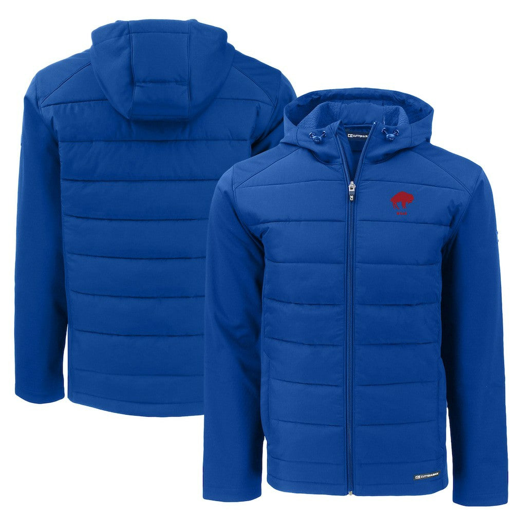 Buffalo Bills Cutter & Buck Throwback Evoke Hybrid Eco Softshell Recycled Full-Zip Hoodie Jacket Royal | NFL
