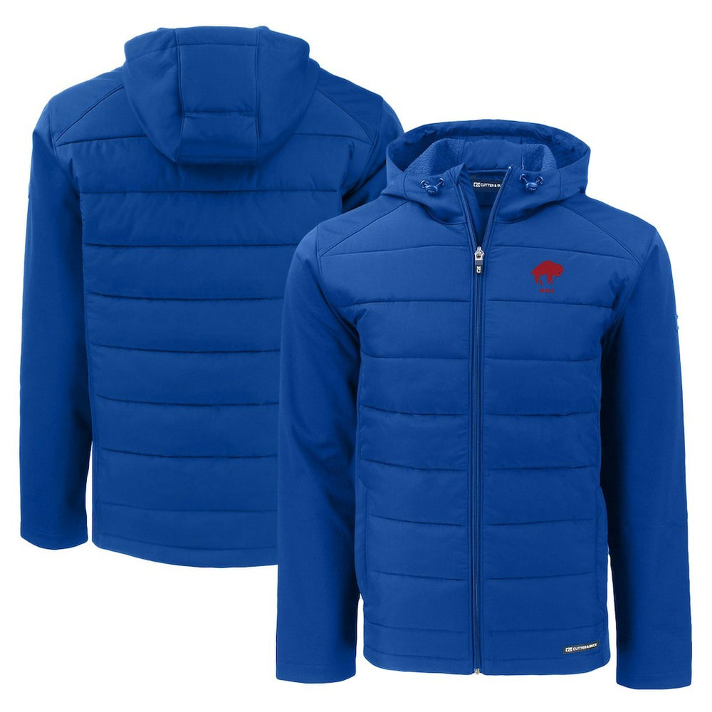 Buffalo Bills Cutter & Buck Throwback Evoke Hybrid Eco Softshell Recycled Full-Zip Hoodie Jacket Royal | NFL