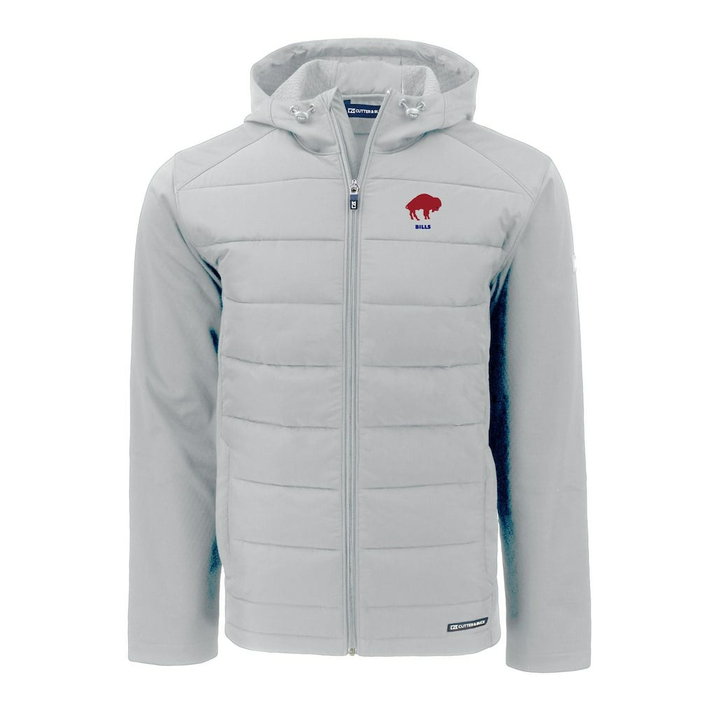 Buffalo Bills Cutter & Buck Throwback Evoke Hybrid Eco Softshell Recycled Full-Zip Hoodie Jacket Gray | NFL