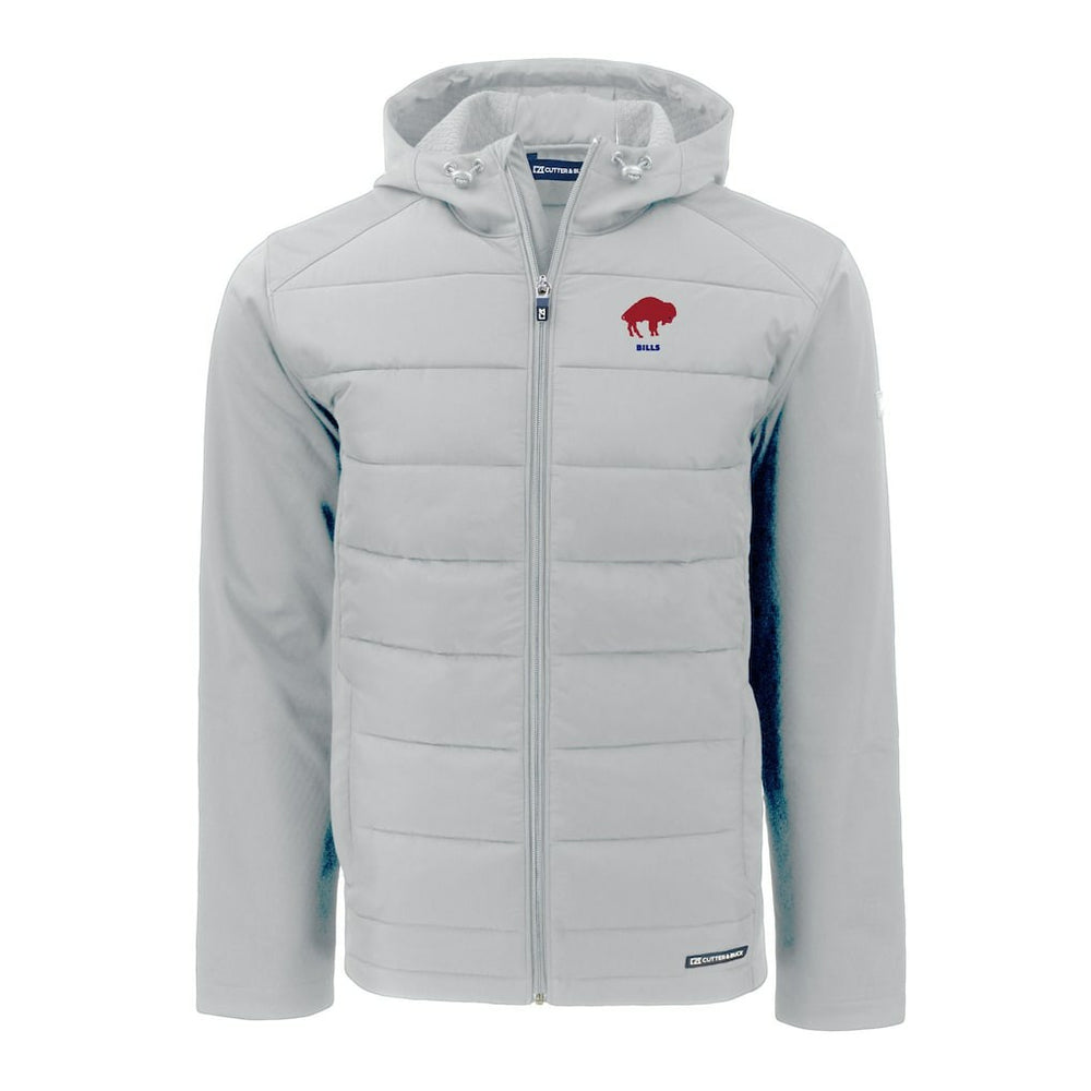 Buffalo Bills Cutter & Buck Throwback Evoke Hybrid Eco Softshell Recycled Full-Zip Hoodie Jacket Gray | NFL