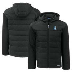 Detroit Lions Cutter & Buck Throwback Evoke Hybrid Eco Softshell Recycled Full-Zip Hoodie Jacket Black | NFL