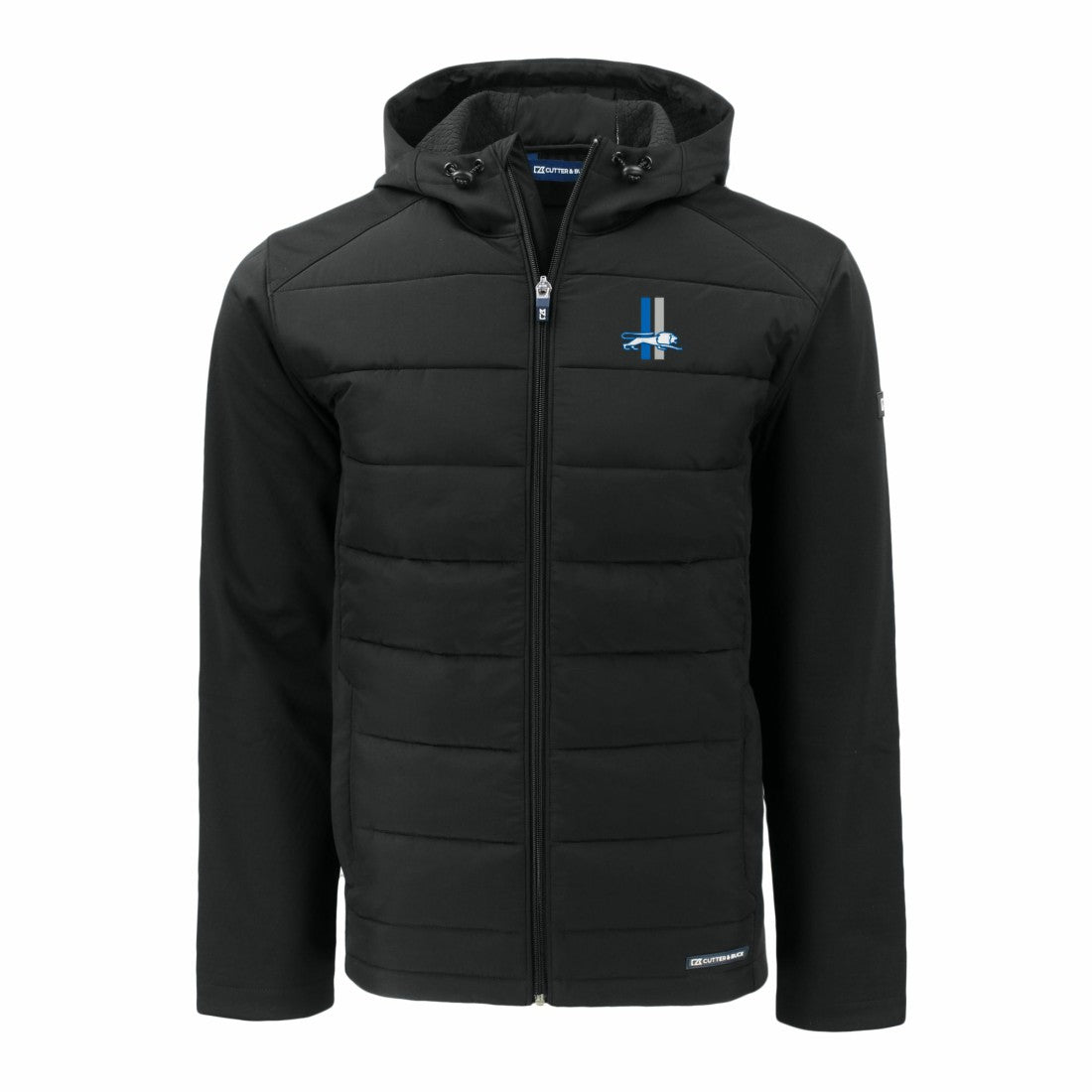 Detroit Lions Cutter & Buck Throwback Evoke Hybrid Eco Softshell Recycled Full-Zip Hoodie Jacket Black | NFL