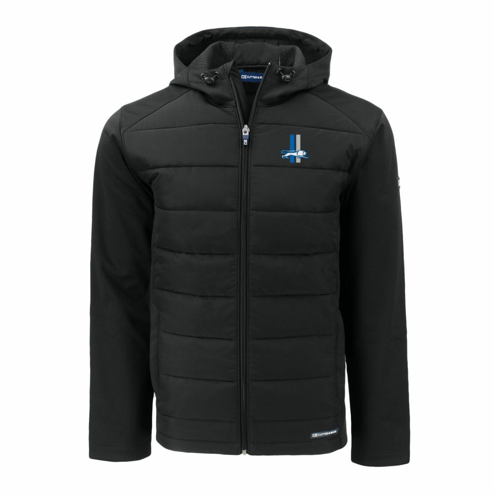 Detroit Lions Cutter & Buck Throwback Evoke Hybrid Eco Softshell Recycled Full-Zip Hoodie Jacket Black | NFL