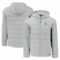 Detroit Lions Cutter & Buck Throwback Evoke Hybrid Eco Softshell Recycled Full-Zip Hoodie Jacket Gray | NFL