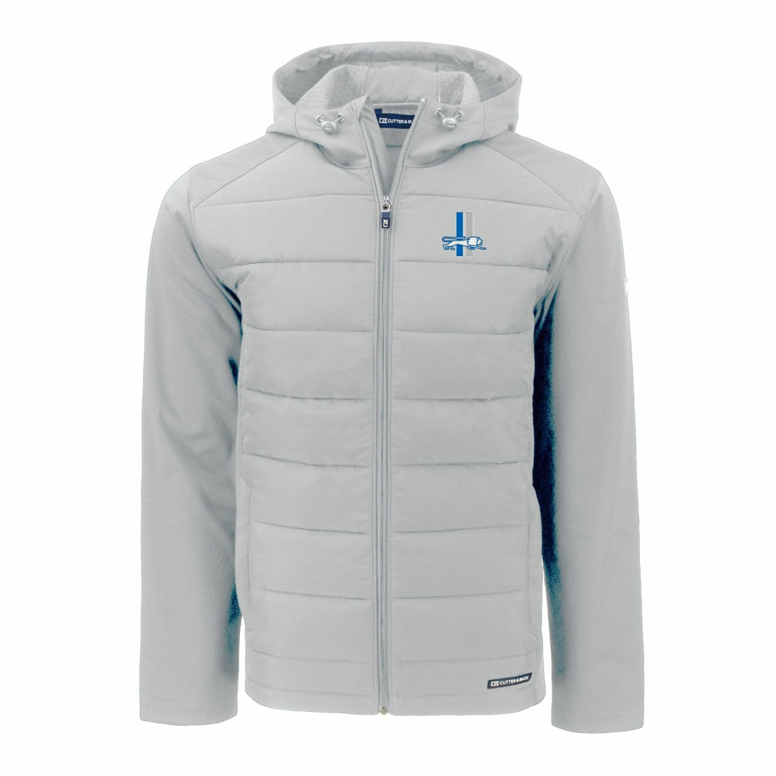 Detroit Lions Cutter & Buck Throwback Evoke Hybrid Eco Softshell Recycled Full-Zip Hoodie Jacket Gray | NFL