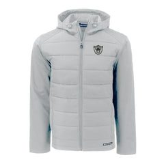 Las Vegas Raiders Cutter & Buck Throwback Evoke Hybrid Eco Softshell Recycled Full-Zip Hoodie Jacket Gray | NFL