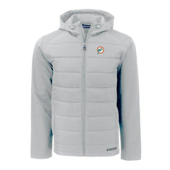 Miami Dolphins Cutter & Buck Throwback Evoke Hybrid Eco Softshell Recycled Full-Zip Hoodie Jacket Gray | NFL