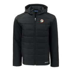 Miami Dolphins Cutter & Buck Throwback Evoke Hybrid Eco Softshell Recycled Full-Zip Hoodie Jacket Black | NFL