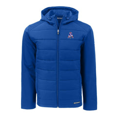 New England Patriots Cutter & Buck Throwback Evoke Hybrid Eco Softshell Recycled Full-Zip Hoodie Jacket Royal | NFL