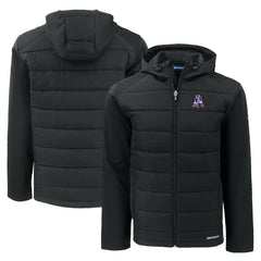 New England Patriots Cutter & Buck Throwback Evoke Hybrid Eco Softshell Recycled Full-Zip Hoodie Jacket Black | NFL
