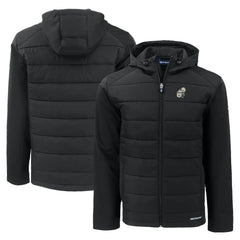 New Orleans Saints Cutter & Buck Throwback Evoke Hybrid Eco Softshell Recycled Full-Zip Hoodie Jacket Black | NFL